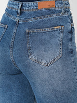 Women Blue K6003 High Rise Loose Straight
