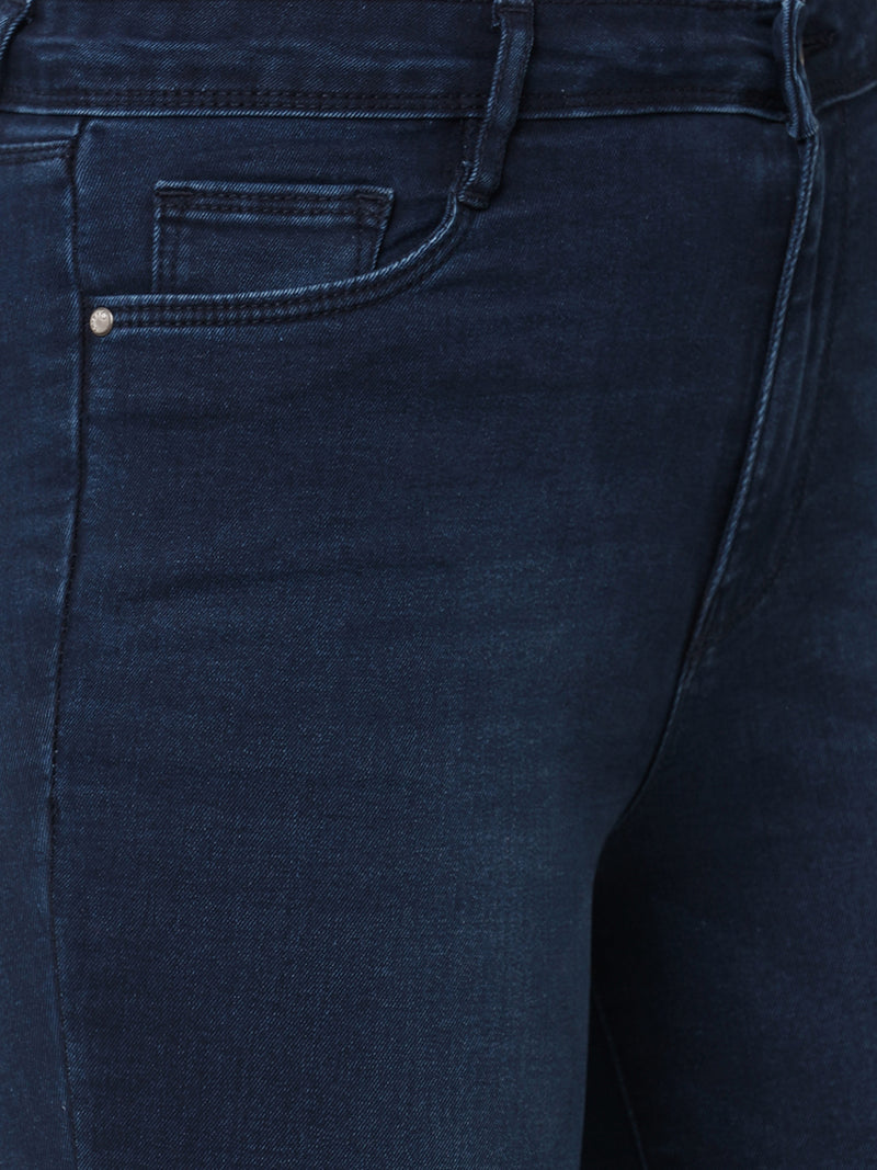 Women Navy Blue K5094 High Rise Mini Flare Jeans