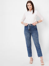 Women Blue K5085 High Rise Mom Fit