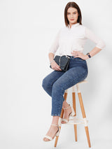 Women Blue K5085 High Rise Mom Fit