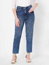 Women Blue K5085 High Rise Mom Fit