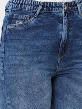 Women Blue K5085 High Rise Mom Fit