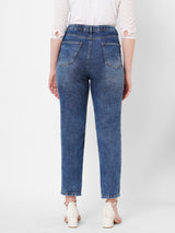 Women Blue K5085 High Rise Mom Fit
