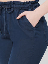 Women Dark Blue High Rise Denim Jogger