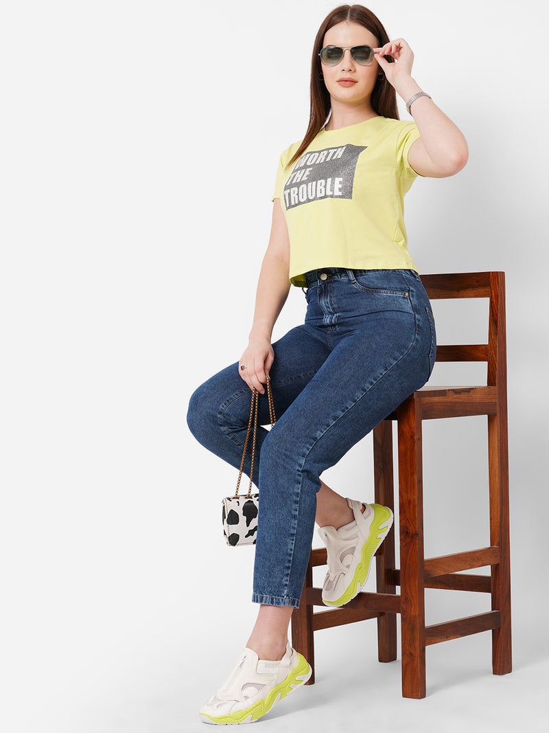 Women Dark Blue High Rise Baggy Fit Jeans
