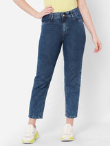 Women Dark Blue High Rise Baggy Fit Jeans