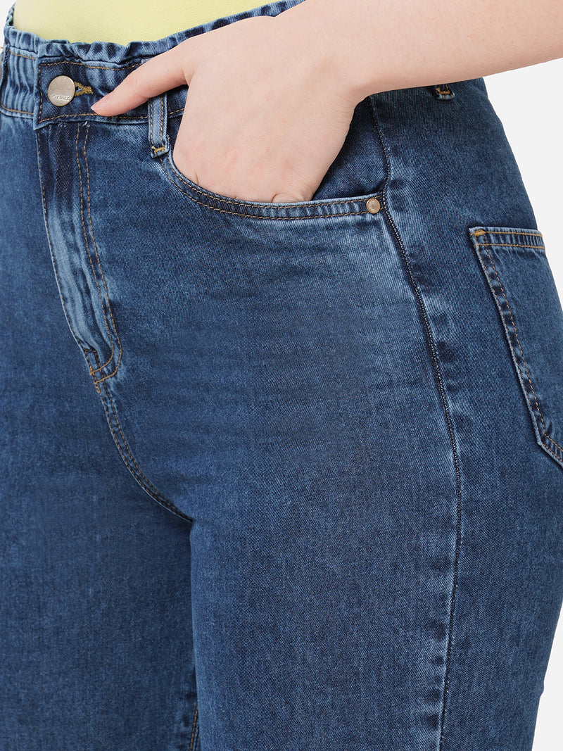 Women Dark Blue High Rise Baggy Fit Jeans