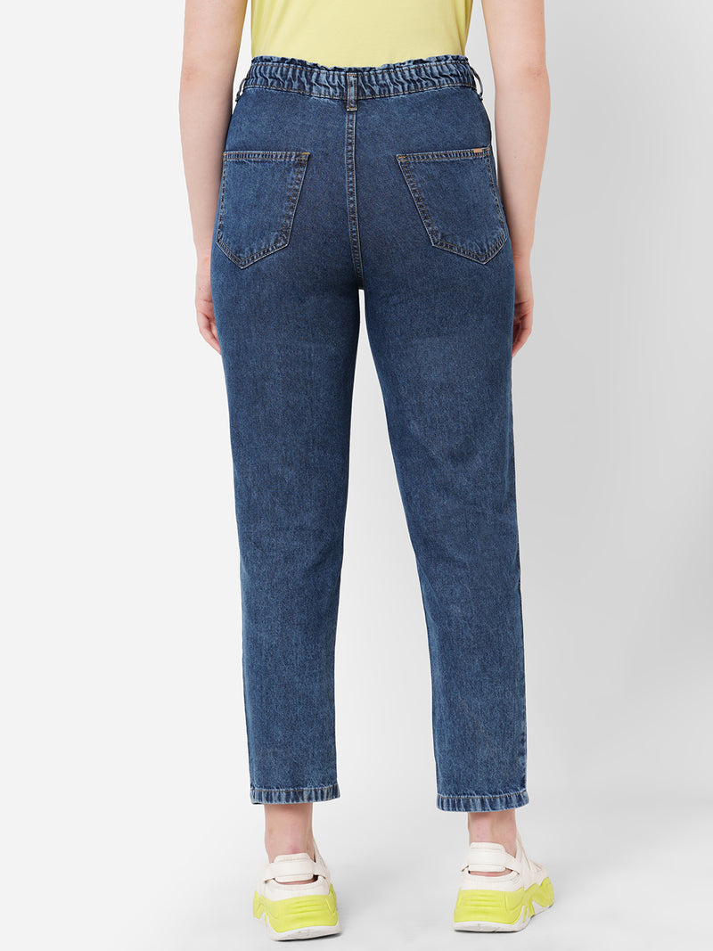 Women Dark Blue High Rise Baggy Fit Jeans