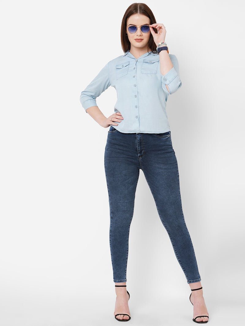 Women Blue K5040 Super High Rise Super Skinny Jeans