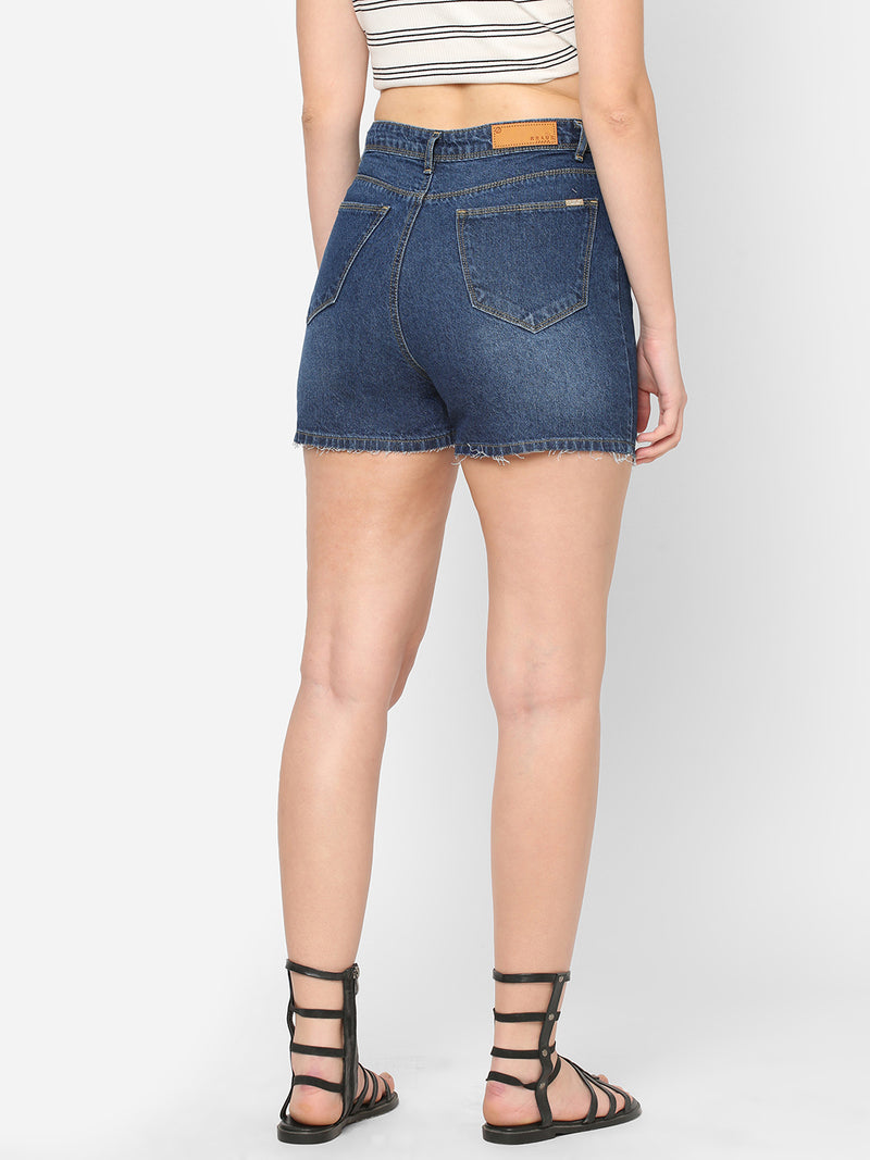High-Rise Loose Fit Shorts - Dark Blue