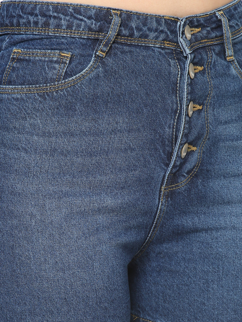 High-Rise Loose Fit Shorts - Dark Blue