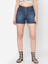 High-Rise Loose Fit Shorts - Dark Blue