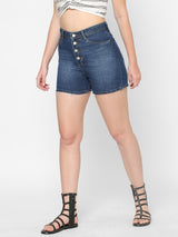 High-Rise Loose Fit Shorts - Dark Blue