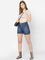 High-Rise Loose Fit Shorts - Dark Blue