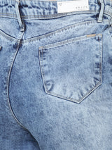 K5085 High Rise Mom Fit Ripped Jeans - Light Blue