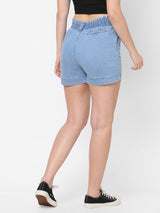 High-Rise Loose Fit Shorts - Light Blue