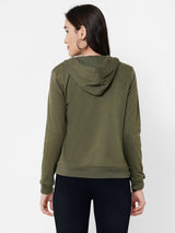 Women Olive Solid Sweatshirt - Olive