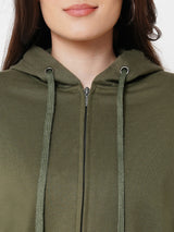 Women Olive Solid Sweatshirt - Olive