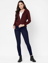 Women Wine Solid Sweatshirt - Wine