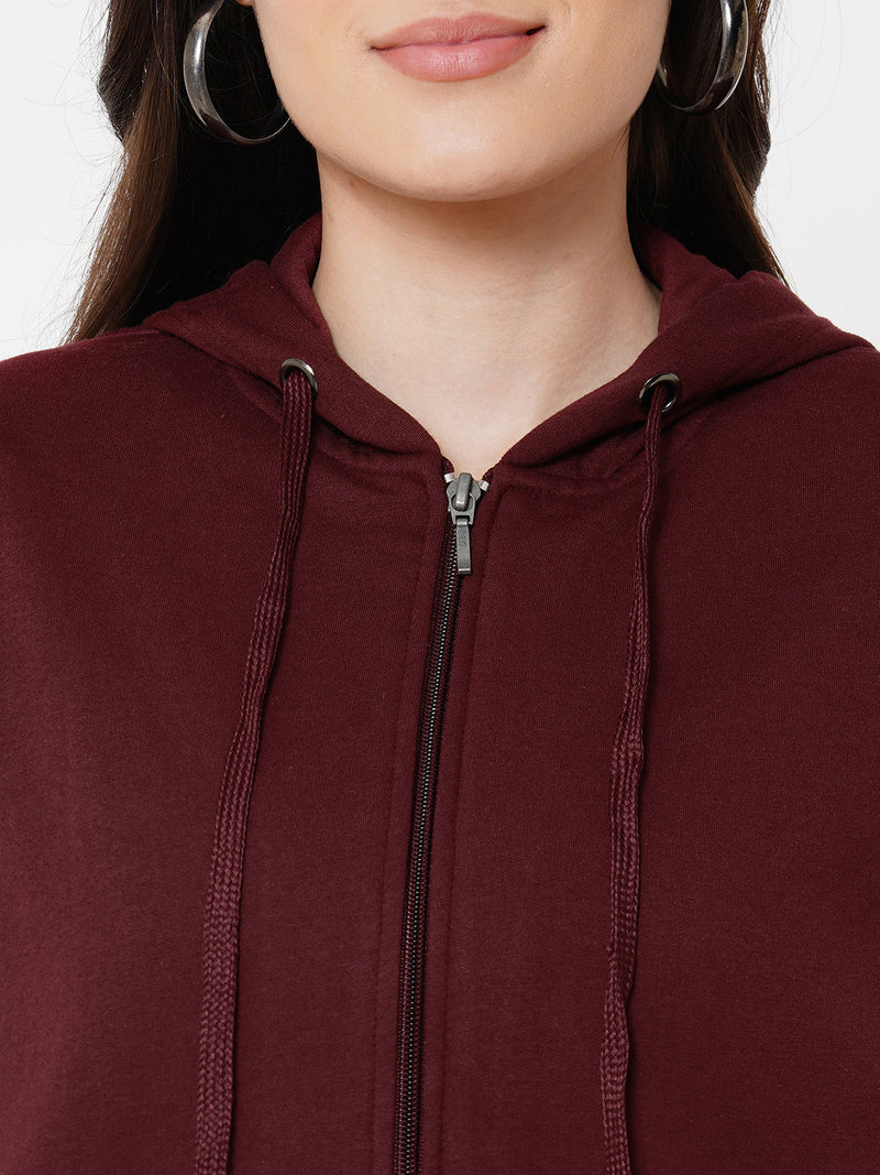 Women Wine Solid Sweatshirt - Wine
