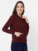 Women Wine Solid Sweatshirt - Wine