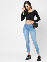 K4014 High-Rise Skinny Jeans - Light Blue