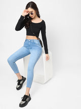 K4014 High-Rise Skinny Jeans - Light Blue