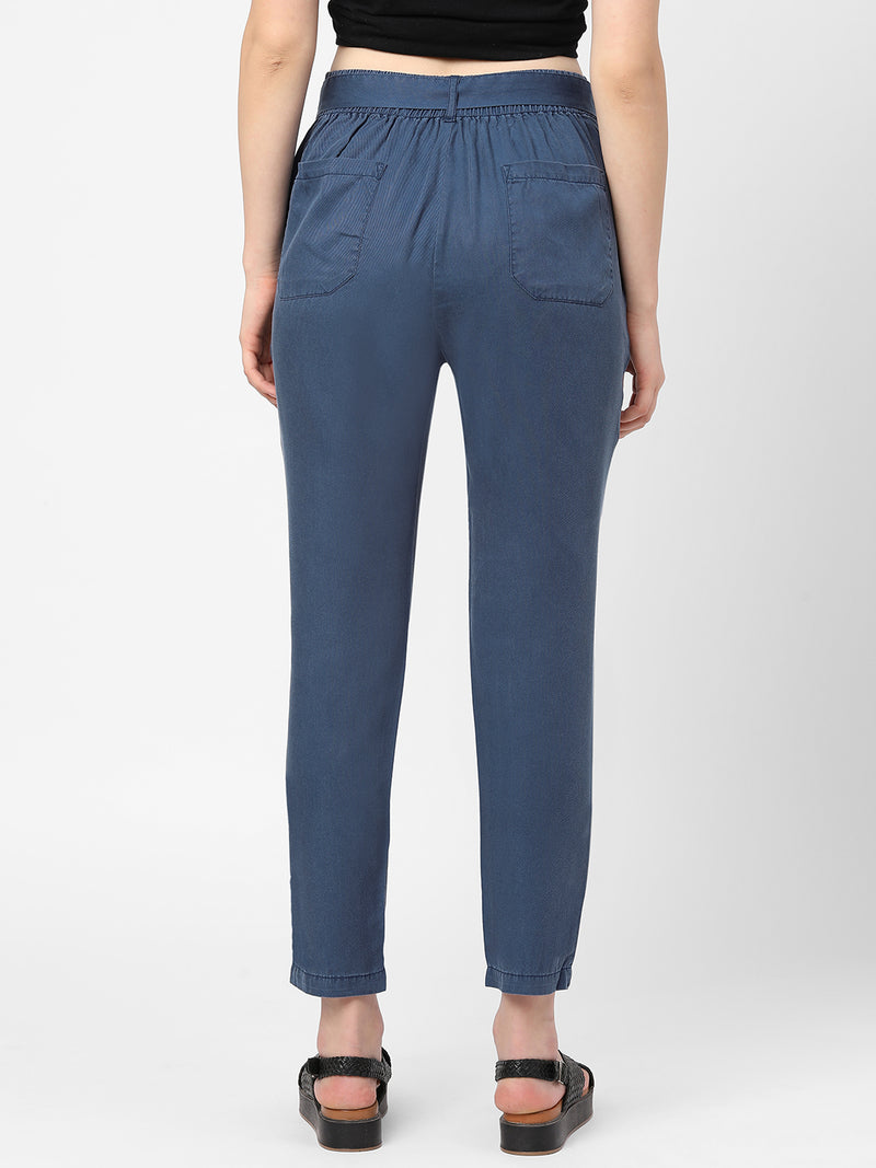 High-Rise Paper Bag Pants - Airforce
