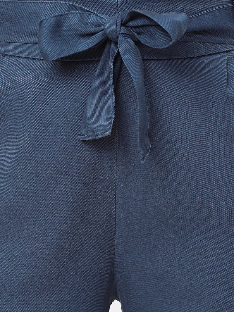 High-Rise Paper Bag Pants - Airforce