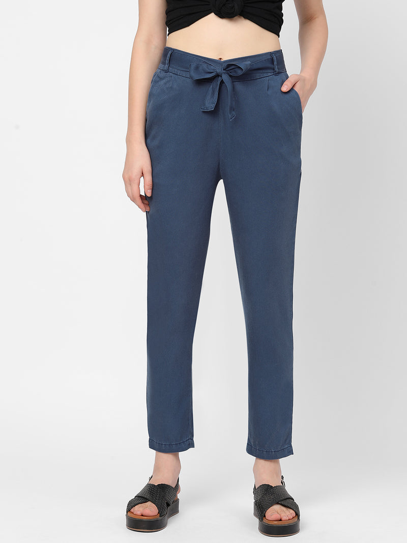 High-Rise Paper Bag Pants - Airforce