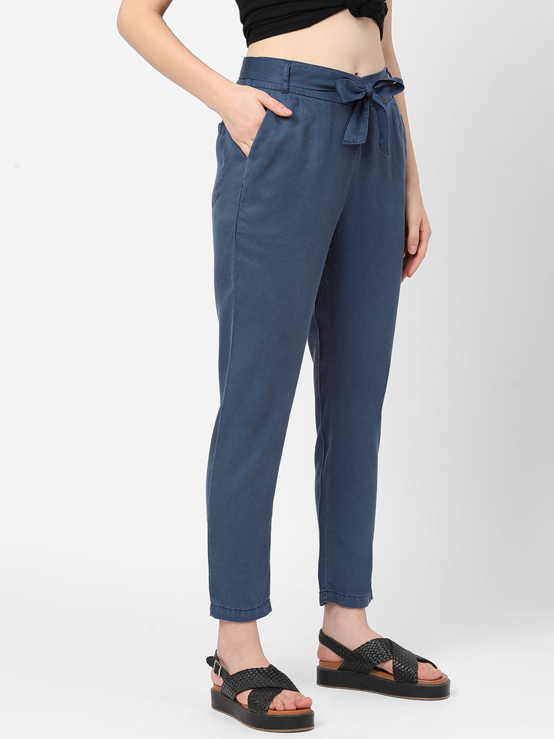 High-Rise Paper Bag Pants - Airforce
