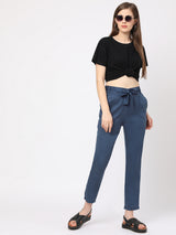 High-Rise Paper Bag Pants - Airforce