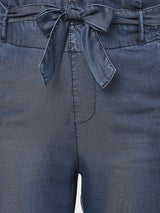High-Rise Paper Bag Pants - Dark Blue