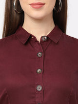 Women Wine Solid Dress - Wine