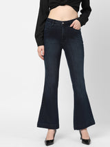 K5013 High-Rise Flared Jeans - Navy