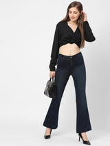 K5013 High-Rise Flared Jeans - Navy