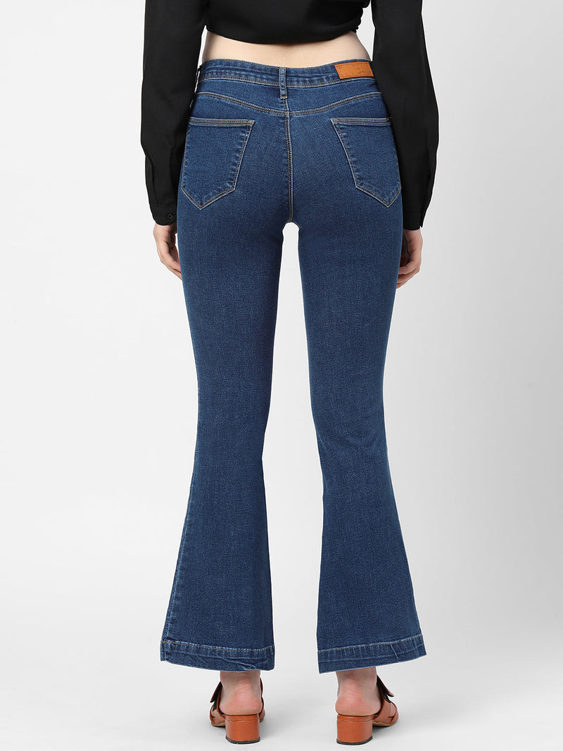 K5013 High-Rise Flared Jeans - Blue