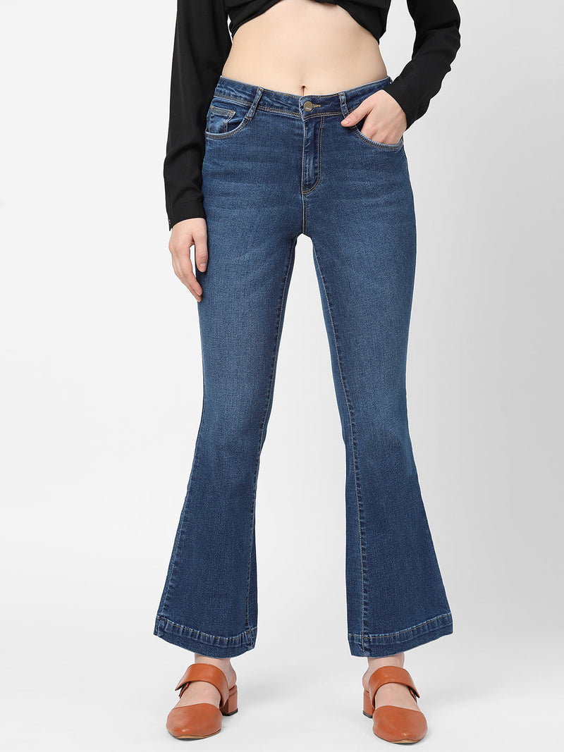 K5013 High-Rise Flared Jeans - Blue