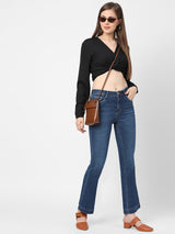 K5013 High-Rise Flared Jeans - Blue