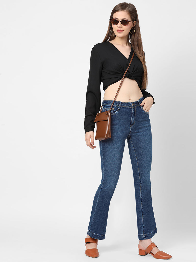K5013 High-Rise Flared Jeans - Blue