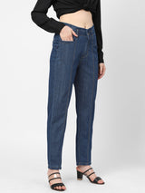 High-Rise Baggy Fit Jeans - Blue