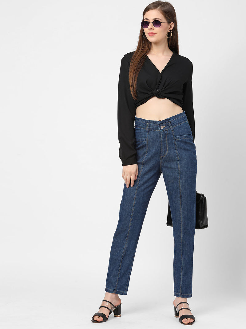 High-Rise Baggy Fit Jeans - Blue