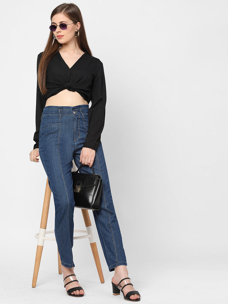 High-Rise Baggy Fit Jeans - Blue