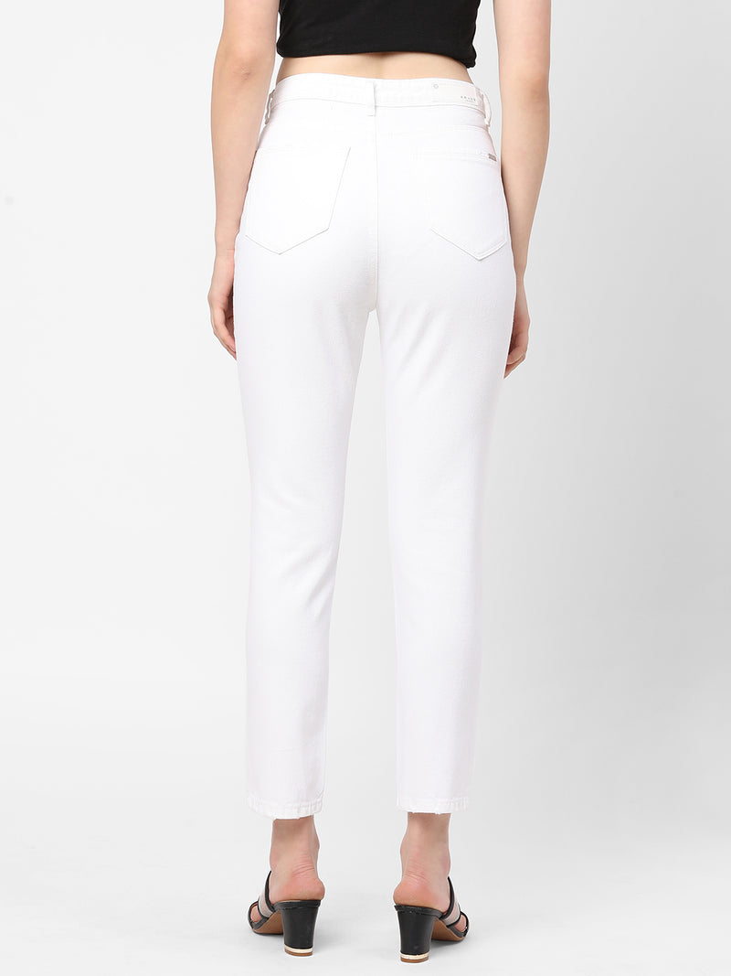 K5067 Super High-Rise Straight Jeans - White