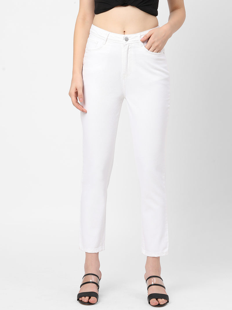 K5067 Super High-Rise Straight Jeans - White