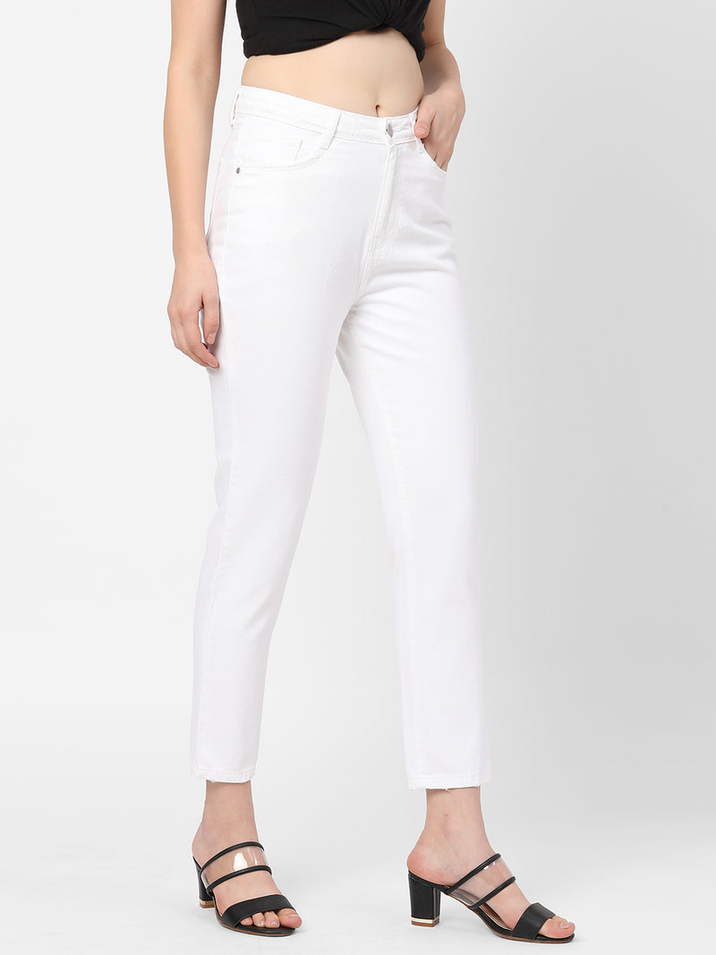 K5067 Super High-Rise Straight Jeans - White