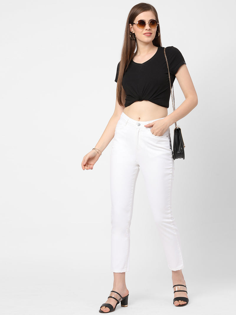 K5067 Super High-Rise Straight Jeans - White