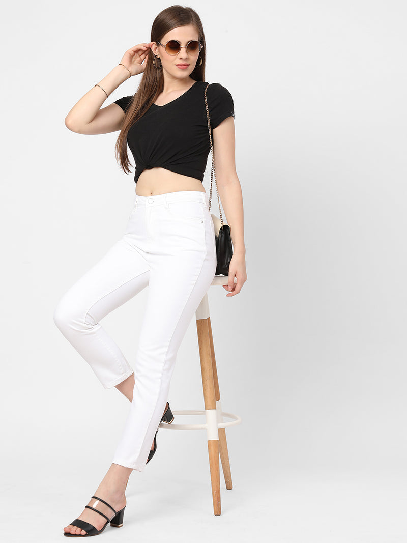 K5067 Super High-Rise Straight Jeans - White