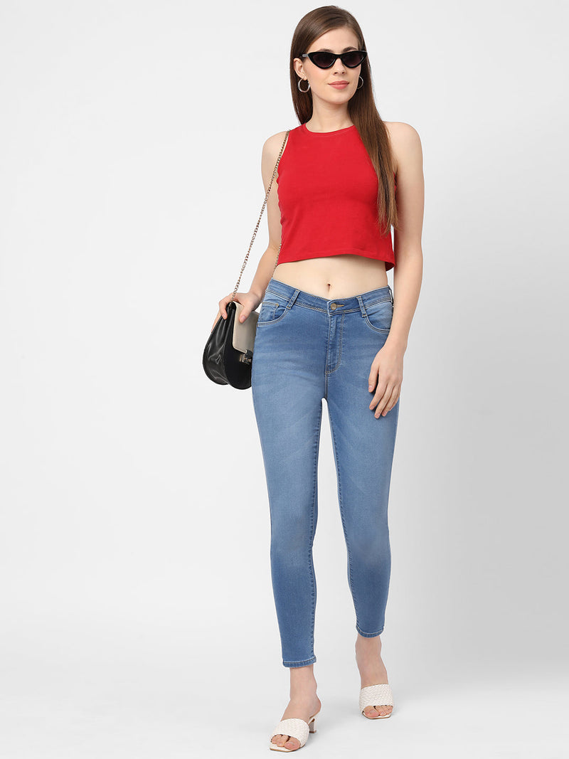 K4014 High-Rise Skinny Jeans - Blue