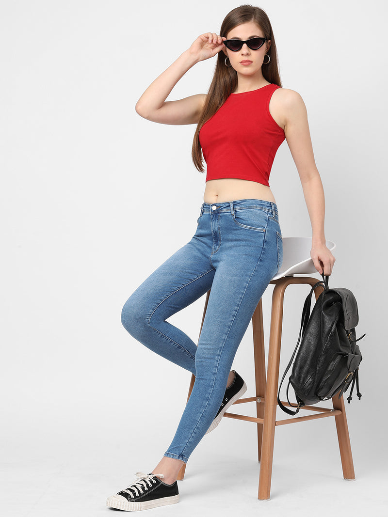 K4014 High-Rise Skinny Jeans - Blue